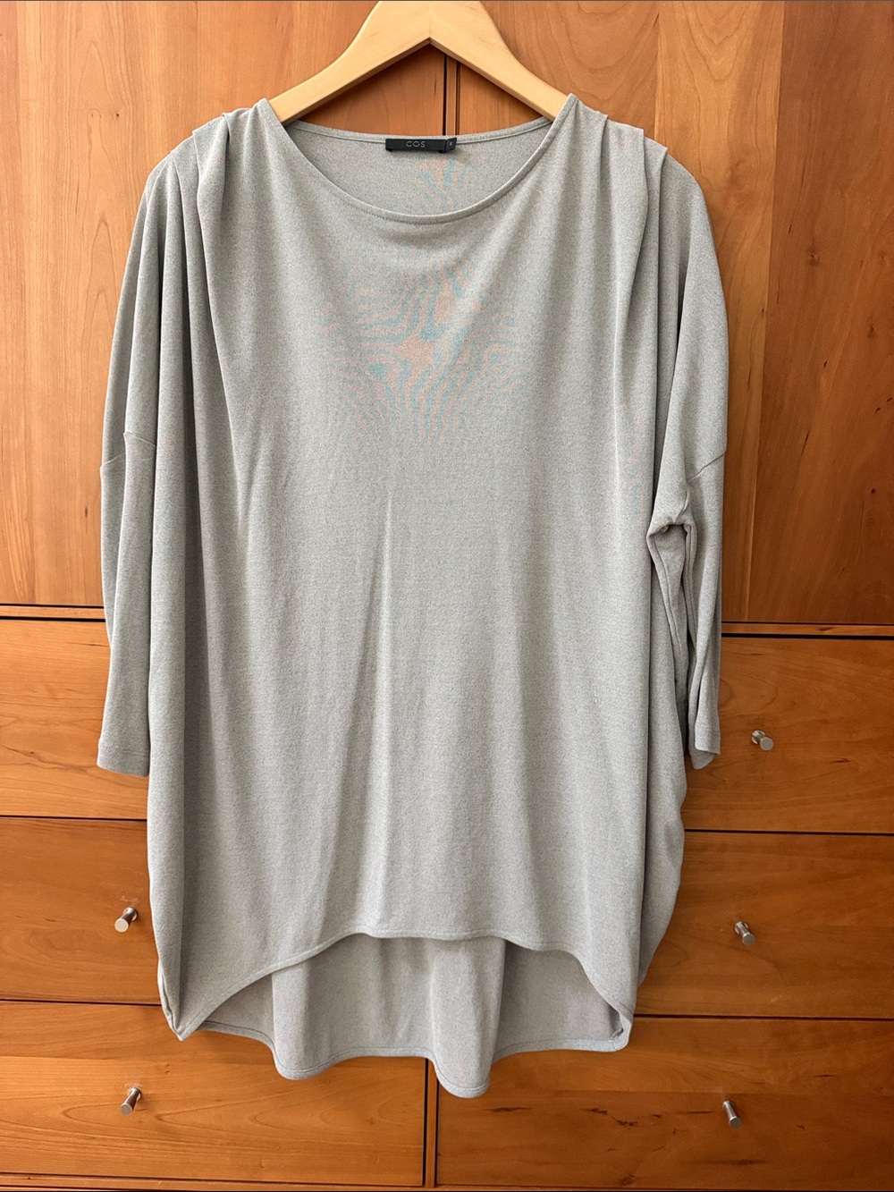 COS Relaxed Boatneck Oversized Tunic in Light Gray